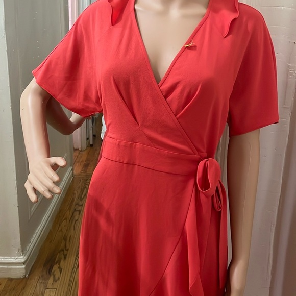 Whistles Red Ruched Wrap Sundress - Picture 10 of 16
